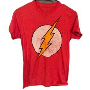 Official DC Licensed Flash Red Vintage Distress Logo Mens T-shirt Size Small